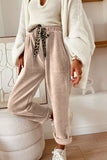 Leopard Drawstring Loose Fit Pants Tan