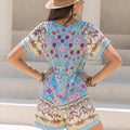 Tied Front Printed Short Sleeve Romper