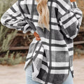 Plaid Button-Down Long Sleeve Jacket
