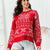 Snowflake Pattern Round Neck Sweater Red