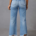 Distressed Raw Hem Jeans with Pockets