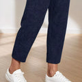 Corduroy Elastic Waist Cropped Pants