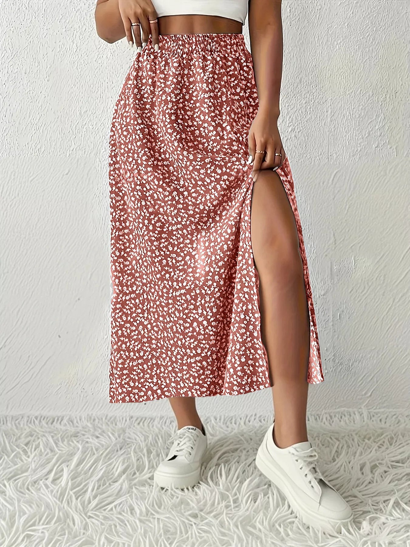 Slit Printed Skirt