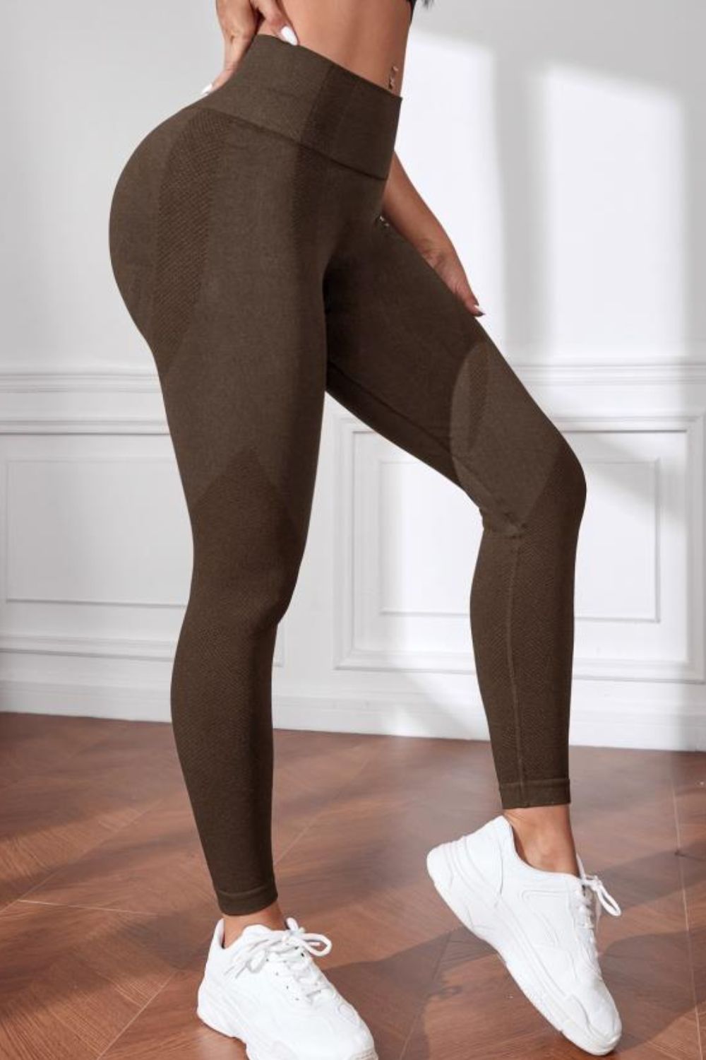 High Waistband Long Active Pants Chocolate