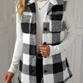 Plaid Button Up Vest Coat
