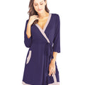Tie Waist Surplice Neck Robe with Pockets