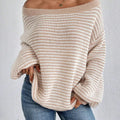 Striped Boat Neck Long Sleeve Sweater