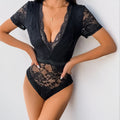 Lace Plunge Short Sleeve Bodysuit