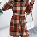 Plaid Button Front Tie Waist Shirt Dress