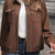 Solid Color Zip Up Button Flap Pocket Jackets Brown