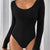 Perfee Scoop Neck Long Sleeve Bodysuit Black