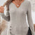 Ribbed Knit Notched Long Sleeve Top Khaki