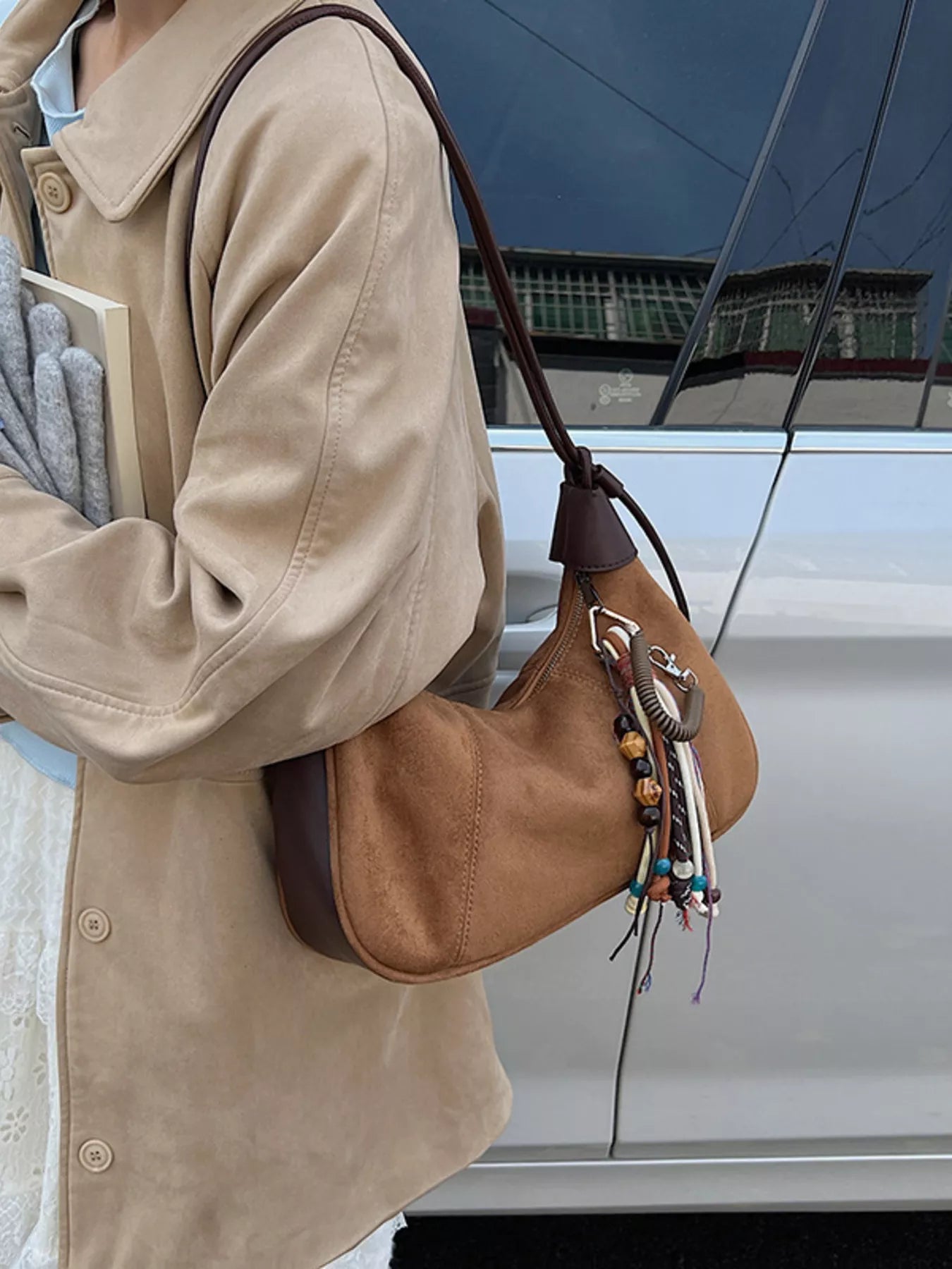 Vintage Suede Tassel Shoulder Bag