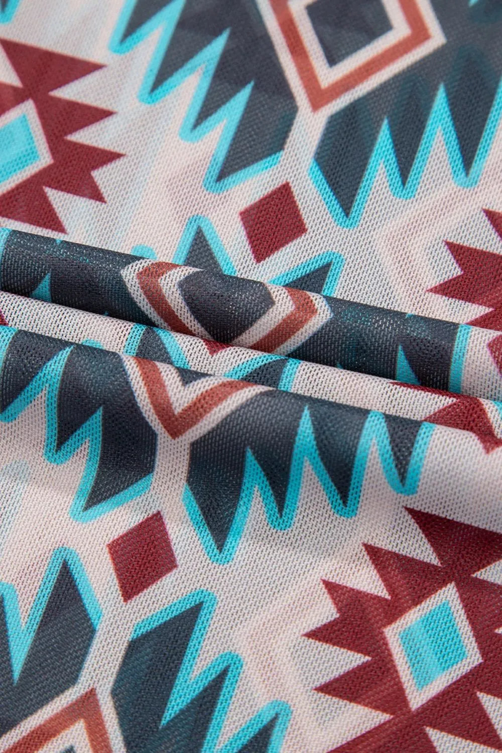 Western Aztec Print Mesh Slim T Shirt