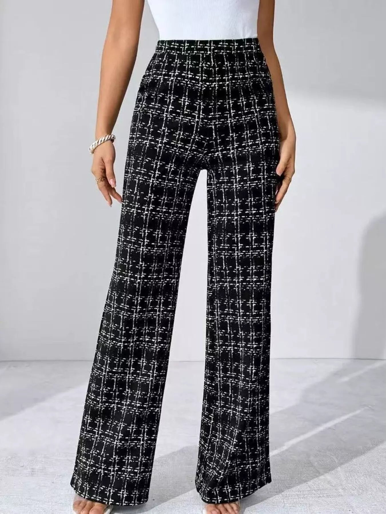Plaid Wide Leg Pants