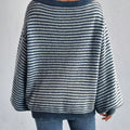 Striped Boat Neck Long Sleeve Sweater